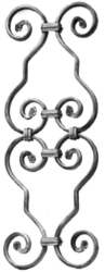 Unbreakable Steel Scrolls for 1/2" Bar or Tube forged steel scrolls, forged panels, metal stair balusters, rail balusters, steel rail balusters, forged steel rosettes, steel balcony balusters, steel pickets, hammered metal stair baluster, hammered metal railing balusters, hand forged balusters, balusters with bushings, forged newel posts, forged rail panels, powder coated steel forgings, forged steel elemetns, stamped steel elements, fully weldable leaves, fully weldable flowers, pressed steel elements, weldable cast steel leaves, forged steel spheres, forged steel baskets